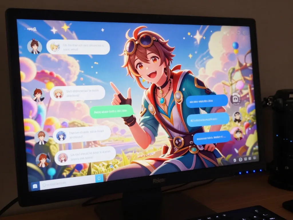 Interactive hentai ai chat scene with anime character engaging users in a lively digital environment.