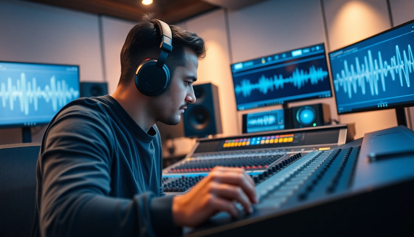 Experience online audio mastering with a professional audio engineer in a modern studio setting.