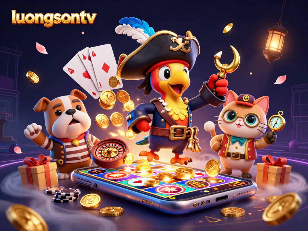Experience immersive gaming with luongsontv featuring a colorful, dynamic casino scene.