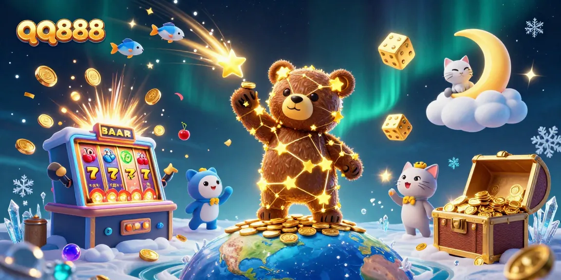 Experience the thrill of winning with qq888's vibrant underwater casino world filled with golden stars and jackpots.