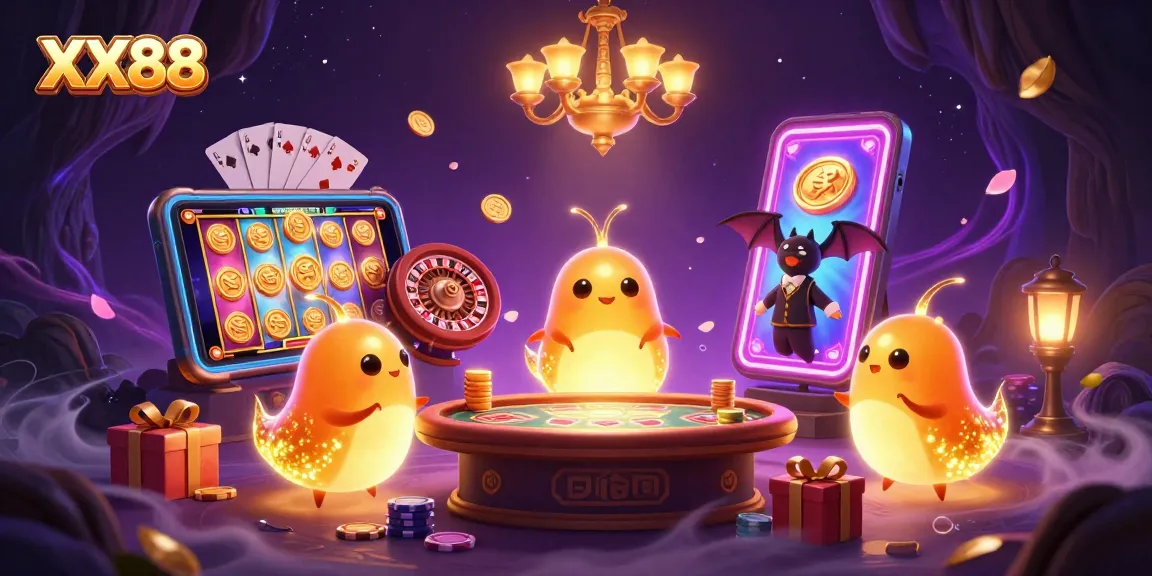 Light up your gaming experience at XX88 with glowing characters and dynamic casino elements.